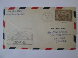 Canada/Toronto-London Premier Vol Officielle Enveloppe 1929/Official First Flight Cover 1929 - Eerste Vluchten