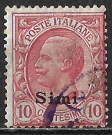 DODECANESE 1912 Stamps Of Italy With Black Overprint SIMI 10 C Carmine Vl. 3 - Dodecaneso