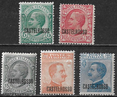 DODECANESE 1922 Stamps Of Italy With Overprint CASTELROSSO Set To 25 C Vl. 1 / 5 MH - Dodécanèse