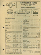 049 - FICHE TECHNIQUE COMPLETE DES CARACTERISTIQUES ET  REGLAGES - MERCEDES-BENZ 200 D Mle 1983 - Voitures