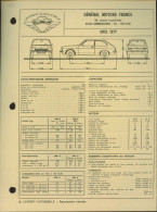 054 - FICHE TECHNIQUE COMPLETE DES CARACTERISTIQUES ET  REGLAGES - OPEL CITY - Voitures