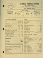 059 - FICHE TECHNIQUE COMPLETE DES CARACTERISTIQUES ET  REGLAGES - OPEL REKORD 2100 D - Voitures