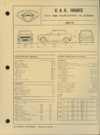 063 - FICHE TECHNIQUE COMPLETE DES CARACTERISTIQUES ET  REGLAGES - AUDI 50 - Voitures