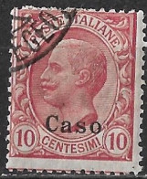 DODECANESE 1912 Black Overprint CASO On Italian Stamp 10 C Carmine Vl. 3 - Dodécanèse