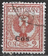 DODECANESE 1912 Black Overprint COS On Italian Stamp 2 C Brown Vl. 1 - Dodecaneso