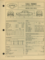 070 - FICHE TECHNIQUE COMPLETE DES CARACTERISTIQUES ET  REGLAGES - AUDI 100 - 100LS - 100GL - Voitures