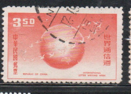 CHINA REPUBLIC CINA TAIWAN FORMOSA 1959 INTERNATIONAL LETTER WRITING WEEK 3.50$ USED USATO OBLITERE' - Usati