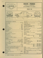 079 - FICHE TECHNIQUE COMPLETE DES CARACTERISTIQUES ET  REGLAGES - VOLVO 164 - Voitures