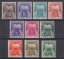 ANDORRE : SERIE TAXE GERBES N° 32/41 NEUVE * GOMME AVEC CHARNIERE - COTE 120 € - Unused Stamps