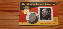 Phonecard Germany 09.92. Konrad Adenauer, Stamp 2.400 Ex. - A + AD-Series : D. Telekom AG Advertisement