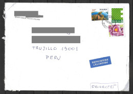 Poland Cover With Economic , Kruszwica & Flower Recent Stamps Sent To Peru - Used Stamps