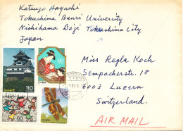 Japan Cover Sent To Switzerland 1987 Topic Stamps - Cartas & Documentos