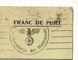 Carte Franc De Port  "Comité International Croix Rouge" Cachets Croix Gammée & Croix Rouge - Pas De Date - Rode Kruis