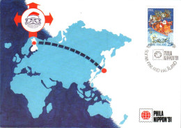 FINLANDE CARTE MAXIMUM EXPO PHILA NIPPON'91 - Cartoline Maximum