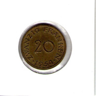 Sarre. 20 Franken 1954 - 20 Franken