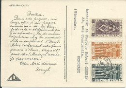 INDE CARTE 18c   POUR BORDEAUX ( GIRONDE ) DE 1949 PUBLICITE IONYL  LETTRE COVER - Briefe U. Dokumente