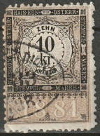 Österreich, Fiskalmarke  Stempelmarke Revenue, Fiscal, Tax 1881 10 Kreuzer  - Fiscaux