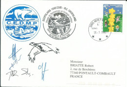 GROENLAND LETTRE 4F75 EXPEDITION ECOPOLARIS 1998-2000 SIGNEE PAR L' ENSEMBLE DU GROUPE CHERCHEURS  LETTRE COVER - Lettres & Documents