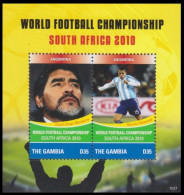 Gambia 2010 MNH SS, South Africa Football WC Coach Diego Maradona & Otamendi, Sports - 2010 – South Africa