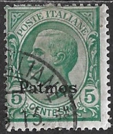 DODECANESE 1912 Black Overprint PATMOS On Italian Stamps 5 C Green Vl. 2 - Dodecaneso