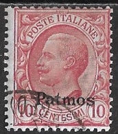 DODECANESE 1912 Black Overprint PATMOS On Italian Stamps 10 C Carmine Vl. 3 - Dodekanesos