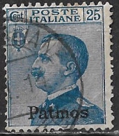 DODECANESE 1912 Black Overprint PATMOS On Italian Stamps 25 C Blue Vl. 5 - Dodecaneso