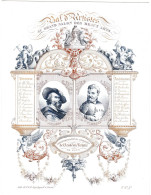 Belgique "Carte Porcelaine" Porseleinkaart, Bal Des Artistes, 1844,  Grand Salon Des Beaux Arts, Gand, Dim:157 X 205mm - Porzellan