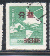 CHINA REPUBLIC CINA TAIWAN FORMOSA 1956 DOUGLAS DC-4 ARROW SURCHARGED 3c USED USATO OBLITERE' - Gebruikt