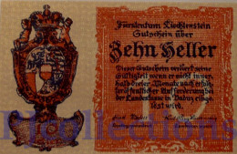 LIECHTENSTEIN 10 HELLER 1920 PICK 1 UNC - Liechtenstein
