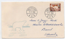 !!! THEME OURS, ENVELOPPE 1ER JOUR DU GROENLAND DE 1956 - Faune Arctique