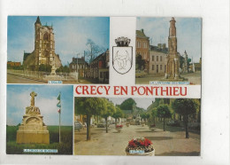 Crecy-en-Ponthieu (80) : 4 Vues Avec Blason Dont La Place En 1988 GF. - Crecy En Ponthieu