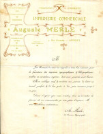 FACTURE.74.HAUTE SAVOIE.ANNECY.TYPOGRAPHIE.LITHOGRAPHIE.IMPRIMERIE COMMERCIALE.AUGUSTE MERLE 9 RUE GRENETTE. - Drukkerij & Papieren