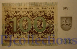 LITHUANIA 100 TALONAS 1991 PICK 38b UNC - Lituania