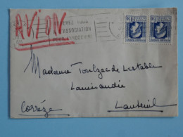 BU16 ALGERIE FRANCE BELLE  LETTRE   1945 PAR AVION  ALGER  A  LAUTEUIL FRANCE +PAIRE DE TP ++ AFF.  PLAISANT ++ - Brieven En Documenten