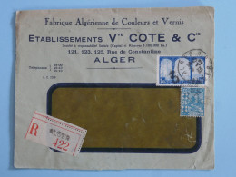 BU16 ALGERIE FRANCE  LETTRE  FENETRE  RECOM.   1933 PAR AVION  ALGER A BORDEAUX  FRANCE   ++ AFF.  PLAISANT ++ - Brieven En Documenten