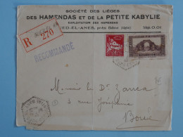 BU16 ALGERIE FRANCE  LETTRE DEVANT RECOM. RARE   1931 PETIT BUREAU OUED EL ANEB A BOUé  ++ AFF.  PLAISANT ++ - Briefe U. Dokumente