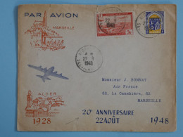 BU16 ALGERIE FRANCE  BELLE  LETTRE RR 1948  ALGER A MARSEILLE  FRANCE  + AEROPHILATELIE  + AFF.  PLAISANT ++ - Covers & Documents