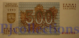 LITHUANIA 500 TALONU 1993 PICK 46 UNC - Lituanie