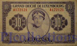 LUXEMBOURG 10 FRANCS 1944 PICK 44a VF - Luxemburgo