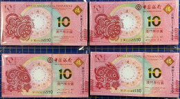 BNU/ BOC 2022-23 - YEAR OF THE TIGER & RABBIT 10 PATACAS X 4 PIECES - UNC (NOTE: RAMDOM SERIAL NUMBER - Macau