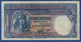 URUGUAY - P. 30b – 10 Pesos 1935 Circulated F/VF, S/n 10348189 - Uruguay