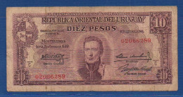 URUGUAY - P. 37c1 – 10 Pesos 1939 Circulated VG/F, S/n 02066289 - Uruguay