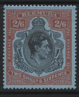 Bermuda (A37) 1938 King George VI Portrait. 2s.6d. Black And Red On Blue. Unused. Hinged. - Bermuda