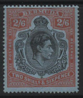 Bermuda (A38) 1938 King George VI Portrait. 2s.6d. Black And Red On Blue. Unused. Hinged. - Bermuda