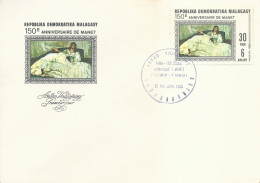 1er Jour FDC Madagascar N°676 Manet - Femme En Robe Blanche - Madagascar (1960-...)