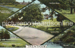 TRENTHAM MULTIVIEW OLD COLOUR POSTCARD STAFFORDSHIRE - Other & Unclassified