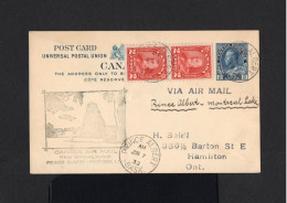 10294-CANADA-AIRMAIL POSTCARD PRINCE ALBERT To HAMILTON (ontario) 1932.WWII.CARTE POSTALE.POSTKARTE.First Flight. - Briefe U. Dokumente