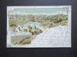 PK 1898 Litho Mehrbildkarte Gruss Aus Netzschkau Stempel Plauen (Vogtl) Nach Lottergrün Mit K1 Ank. Stempel - Greetings From...