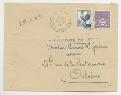 FRANCE COQ 2FR+ 2FR50 VIOLET ARC TRIOMPHE LETTRE REC PROVISOIRE PARIS 30.12.1944  AU TARIF - 1944 Marianne Van Algerije