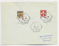 FRANCE BLASON 5CX2 LETTRE C. HEX PERLE SIRAT 15.6.1961 MOSTAGENEM BUREAU EN ALGERIE - Lettres & Documents